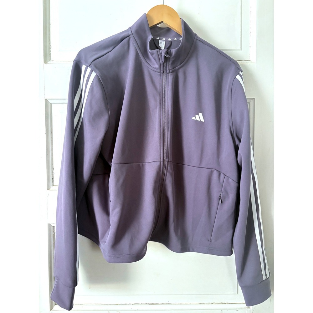 Adidas Womens XL Purple 3-Stripe Full Zip Track Jacket NWT Sportswear Athleisure